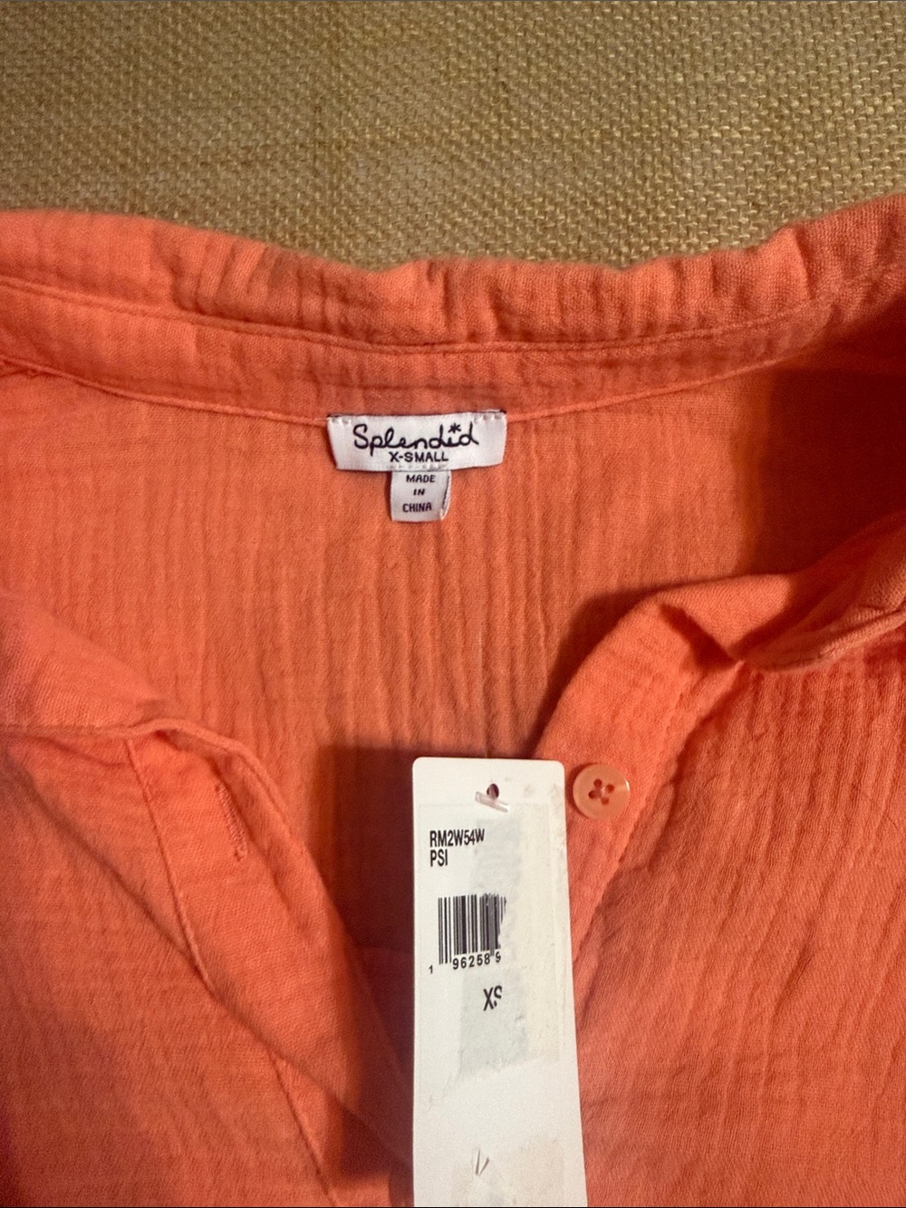 Splendid Coral Button-Up Top and Wide-Leg Pants Set - Picture 3 of 8